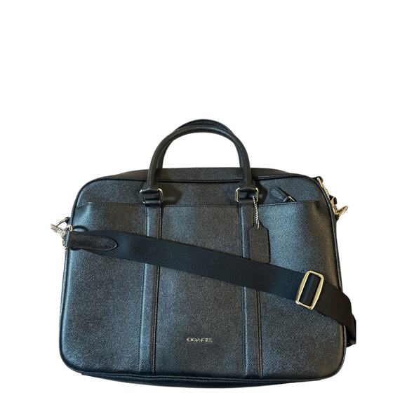 Coach black Perry slim brief case laptop bag with crossbody strap - like new - Picture 1 of 7